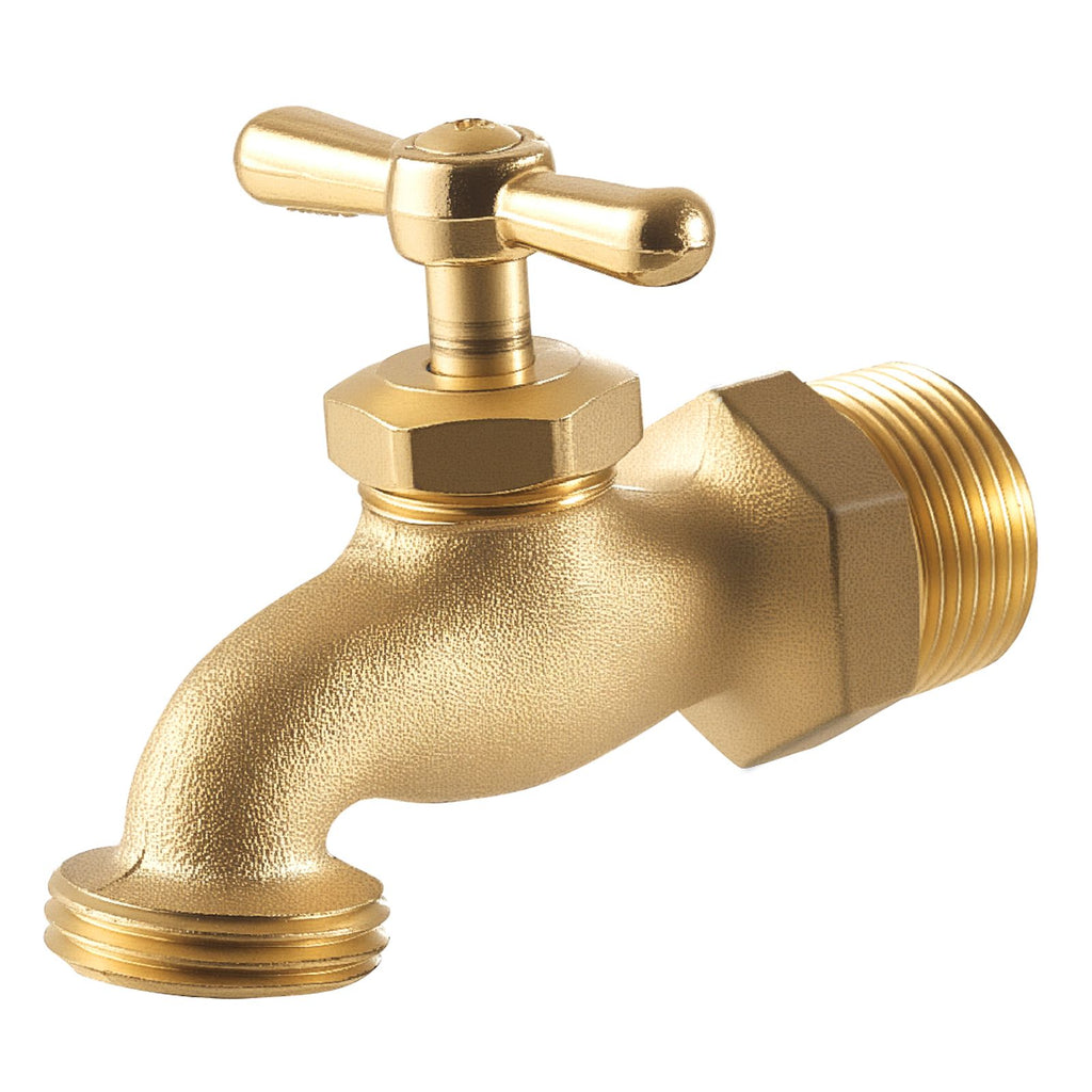 Hose Bibb, 3/4" MIP x 3/4" MHT Connection, Multi-Turn Garden Valve, Heavy Duty Brass Hose Bib, Outdoor Water Faucet Spigot, Brass Plumbing Fitting, Compatible with Copper, Galvanized Pipes