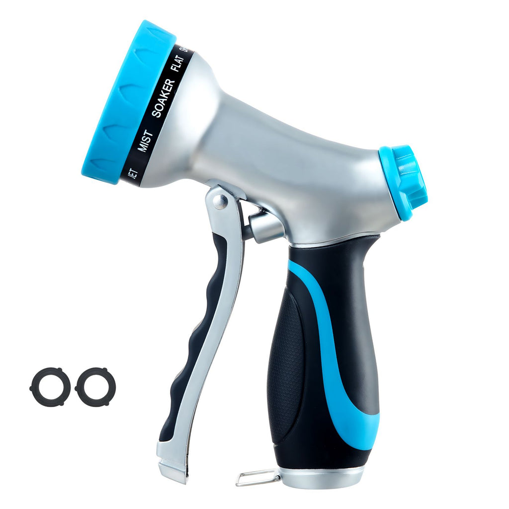Hose Nozzle, 10 Adjustable Spray Patterns, Metal Water Hose Nozzle with Comfortable Ergonomic Grip, Garden Hose Nozzle Sprayer with Flow Control for Watering Plants & Lawns, Washing Cars & Pets