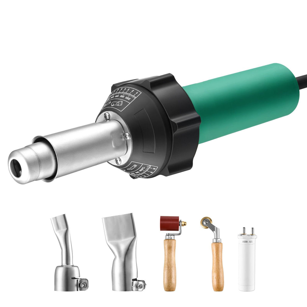 Hot Air Plastic Welder, 1600W Hot Air Torch Pistol, 122-1112 Fahrenheit PVC TPO Vinyl Heat Gun Welding Torch, Plastic Welding Roofing Kit with 2 Nozzles, Silicone & Copper Seam Roller