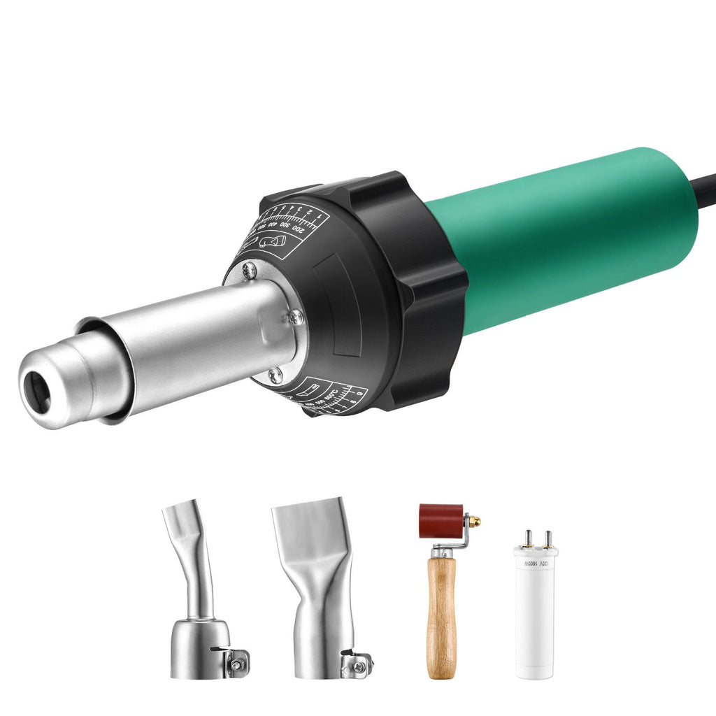 Hot Air Plastic Welder, 1600W Hot Air Torch Pistol, 122-1112 Fahrenheit PVC TPO Vinyl Heat Gun Welding Torch, Plastic Welding Roofing Kit with 4 Accessories - 2 Nozzles & 1 Seam Roller
