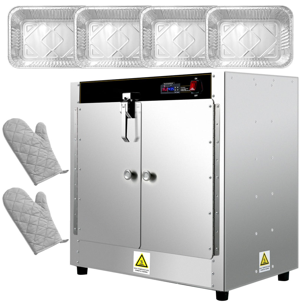 Hot Box Food Warmer, 25\"x15\"x24\" Concession Warmer with Water Tray, Four Disposable Catering Pans, Countertop Pizza, Patty, Pastry, Empanada, Concession Hot Food Hold Tested to UL Standards