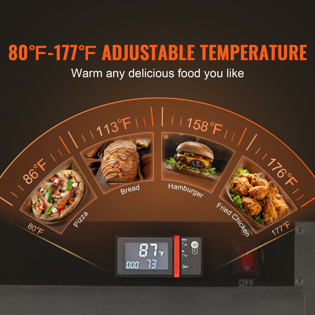 Hot Box Food Warmer, 4-Tier Concession Warmer with Water Tray, 4 Pans, Double-door and Adjustable Shelves, Stainless Steel Food Warmer Cabinet, Ideal for Storing Pizza, Chicken, Restaurant