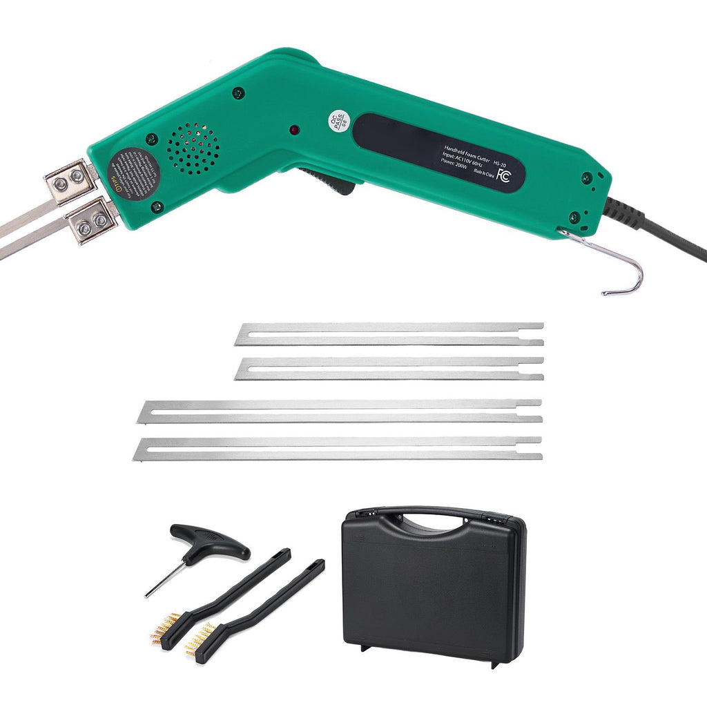 Hot Knife Foam Cutter, 200W Electric Foam Cutting Tool, 122-932 Fahrenheit Adjustable Styrofoam Cutter with 6" & 8" Cutting Blades for KT Board, Polyethylene, Sponge, Rubber - Tool Box Included