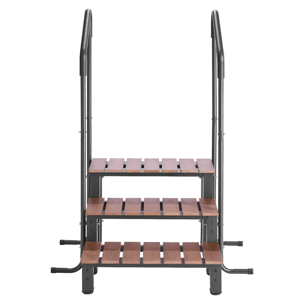 Hot Tub Steps with Handrail, 3-Step Spa Outdoor Stairs, Heavy Duty 25.2 inch Wide Above-Ground/Inflatable Pool Ladder with 550 lbs Weight Capacity, Multi-Use for Porch, Patio, Deck, Trailers