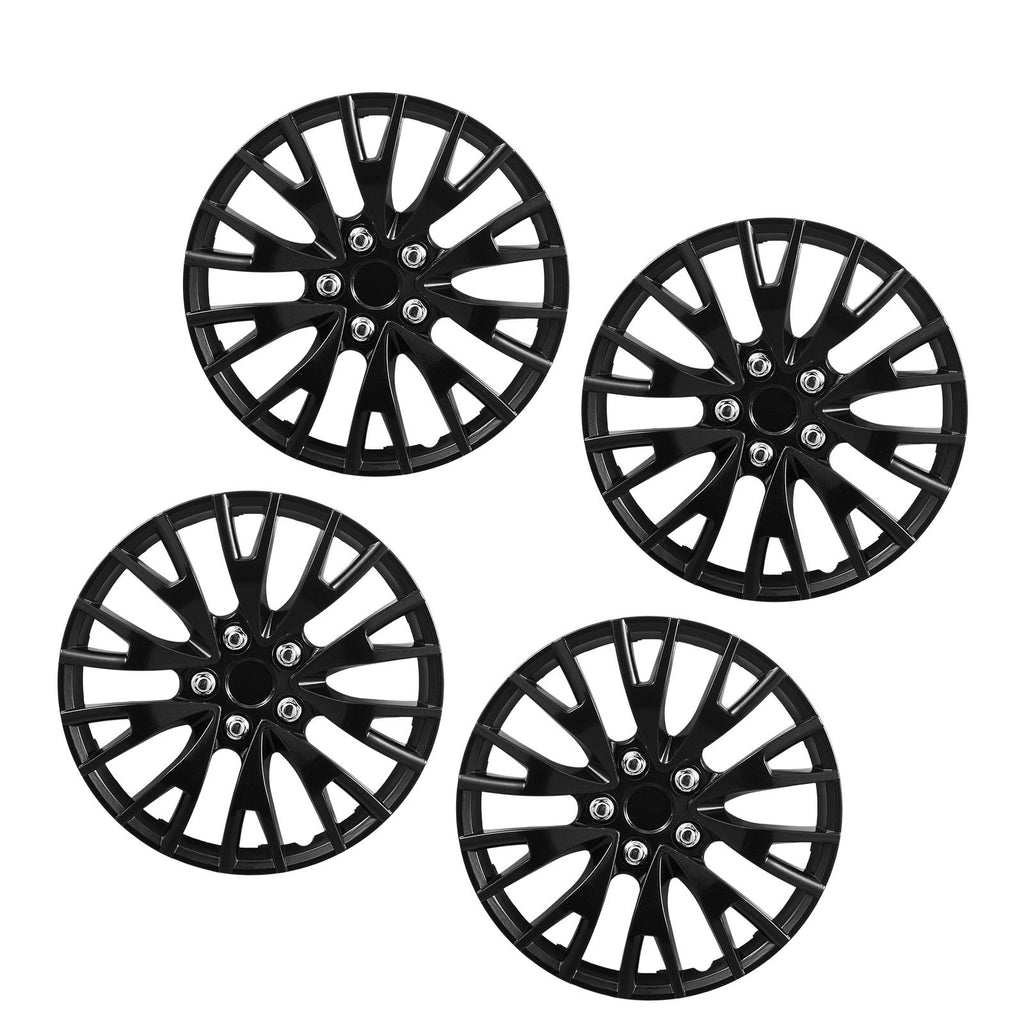 Hubcaps Wheel Covers, 16 Inch Set of 4 Wheel Rim Cover Hubcaps OEM Replacement, R16 Size Snap On Car Hub Caps, Universal 20-Spoke ABS Tire Rim Caps for Hyundai Chevrolet Ford Honda, Gloss Black