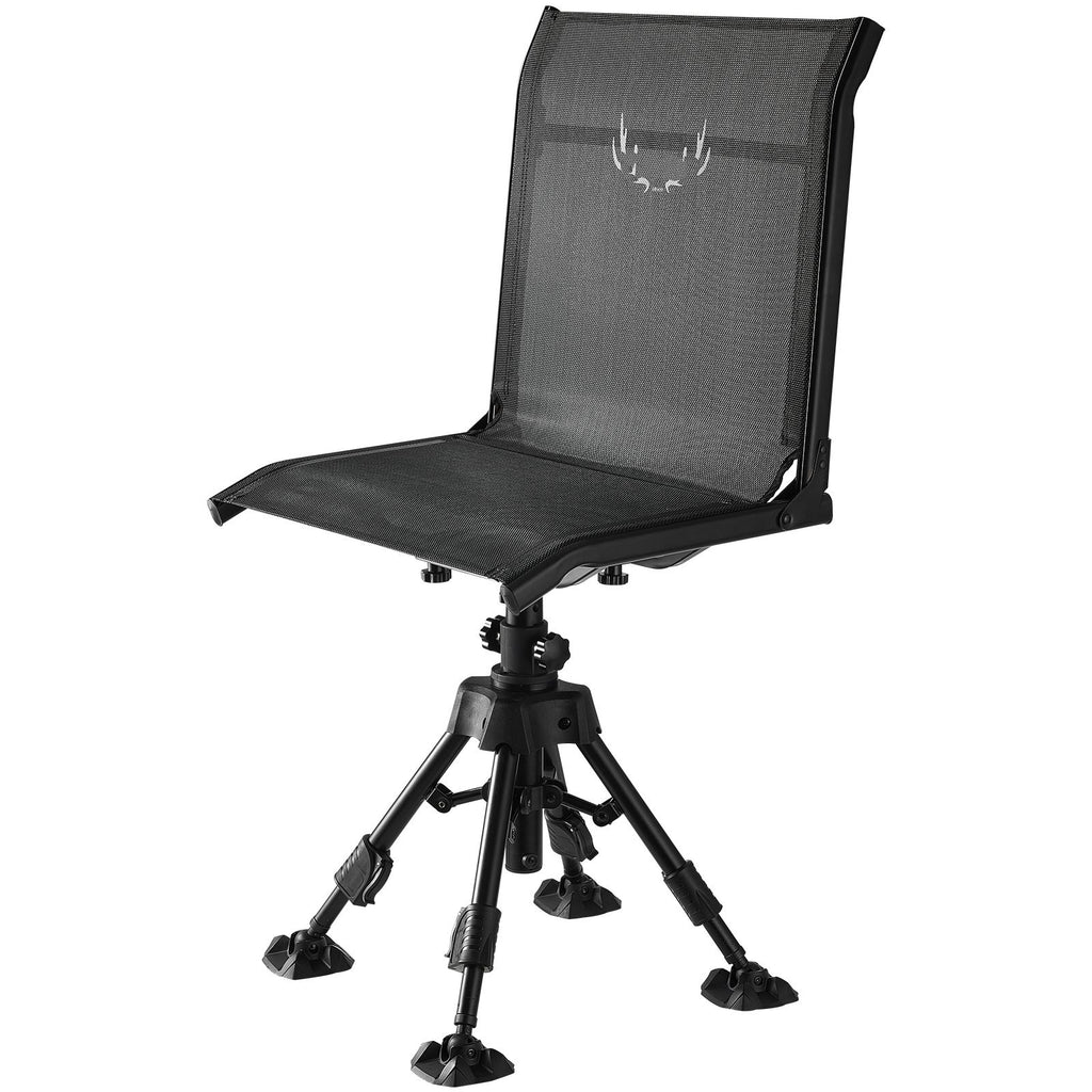Hunting Chair, 360° Silent Swivel, Foldable Portable Blind Chair, Heavy-Duty Steel Frame Ground Stool Seat with Anti-Sink Swivel Feet, Height Adjustable, 350 Lbs Capacity for Fishing Camping