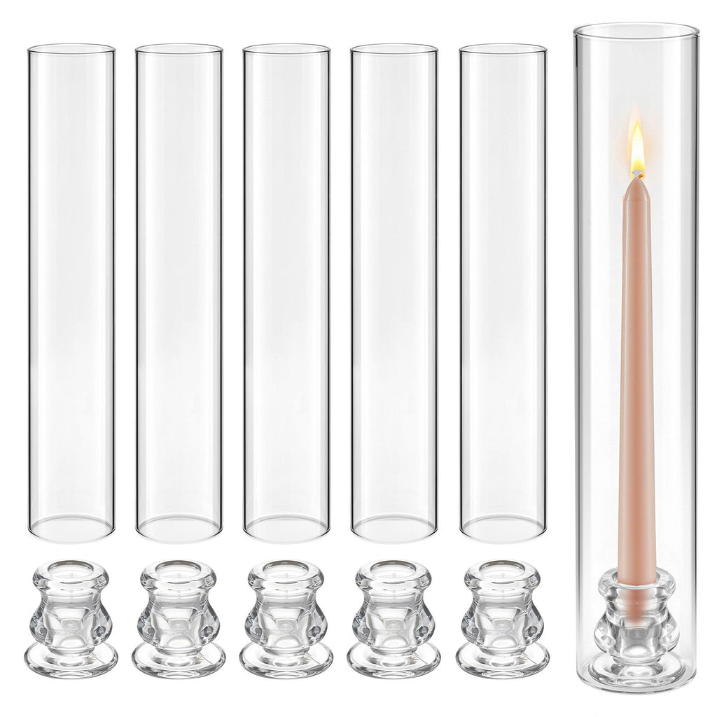 Hurricane Candle Holders Set of 24, Φ2.56 x 13.78 in Tall Clear Glass Cylinder Candleholder Sleeve, High Borosilicate Glass, Wind Protection for Wedding, Table Centerpiece, Party, Home Decor