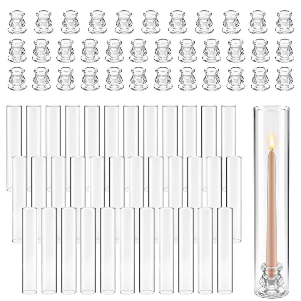 Hurricane Candle Holders Set of 36, Φ2.56 x 13.78 in Tall Clear Glass Cylinder Candleholder Sleeve, High Borosilicate Glass, Wind Protection for Wedding, Table Centerpiece, Party, Home Decor