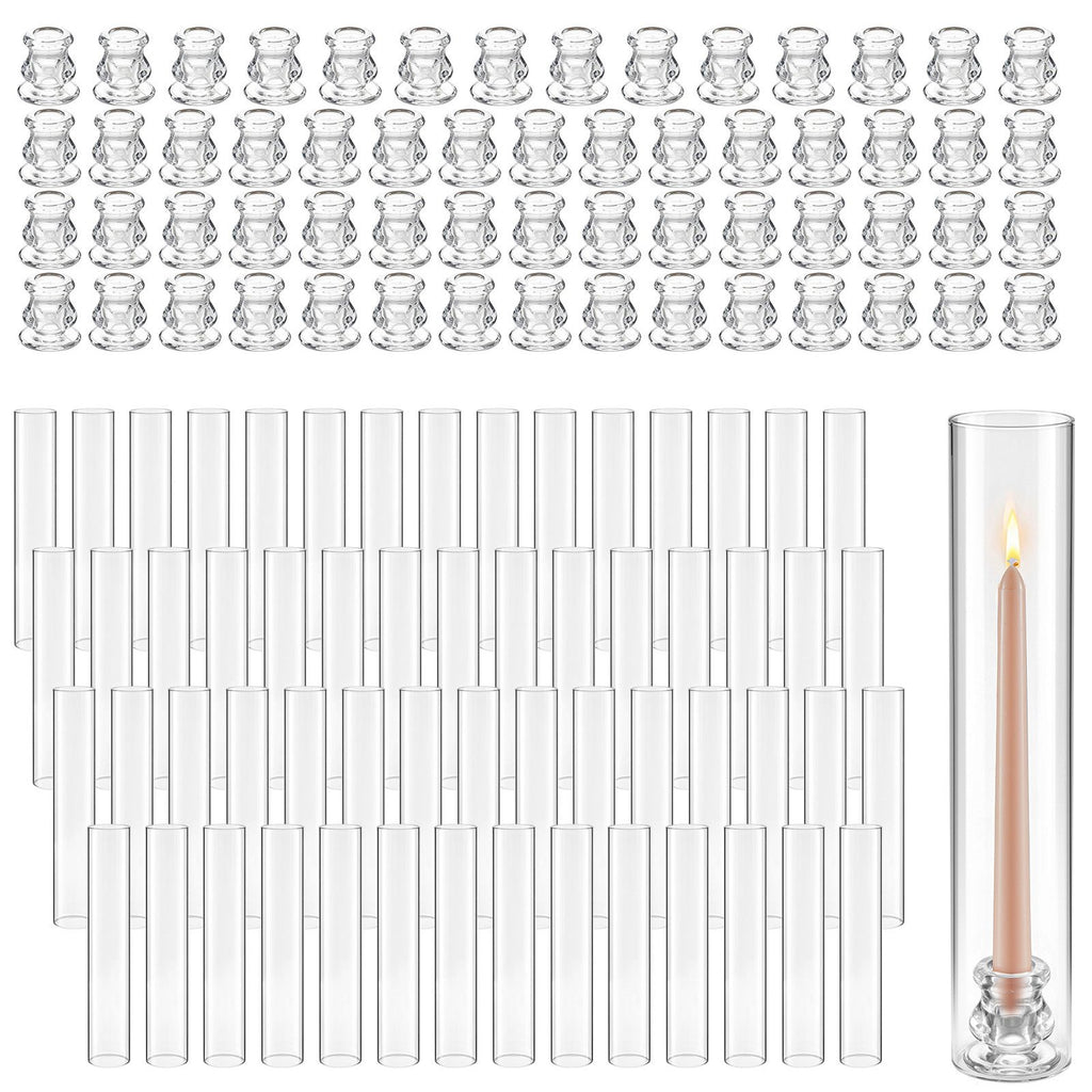 Hurricane Candle Holders Set of 60, Φ2.56 x 13.78 in Tall Clear Glass Cylinder Candleholder Sleeve, High Borosilicate Glass, Wind Protection for Wedding, Table Centerpiece, Party, Home Decor