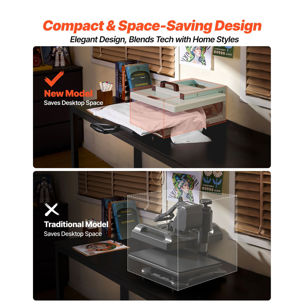 Hybrid Heat Press, 15 x 15 inch, 5-in-1 Multifunction, Heat Up Fast and Even, All-New Patented Design, Easy to Control, Sublimation Press Machine for T-shirts/Tumblers/Caps/Plates, Light Green