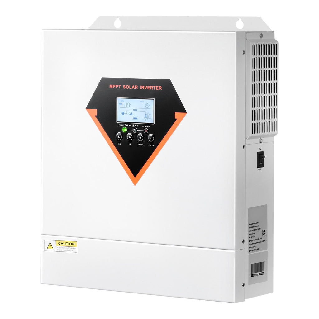 Hybrid Solar Inverter, 3000W, All in One Pure Sine Wave Power Inverter Charger, 24V DC to 110/120V AC, with Built-in 100A MPPT Solar Controller, for Off-Grid System Lead Acid Lithium Battery