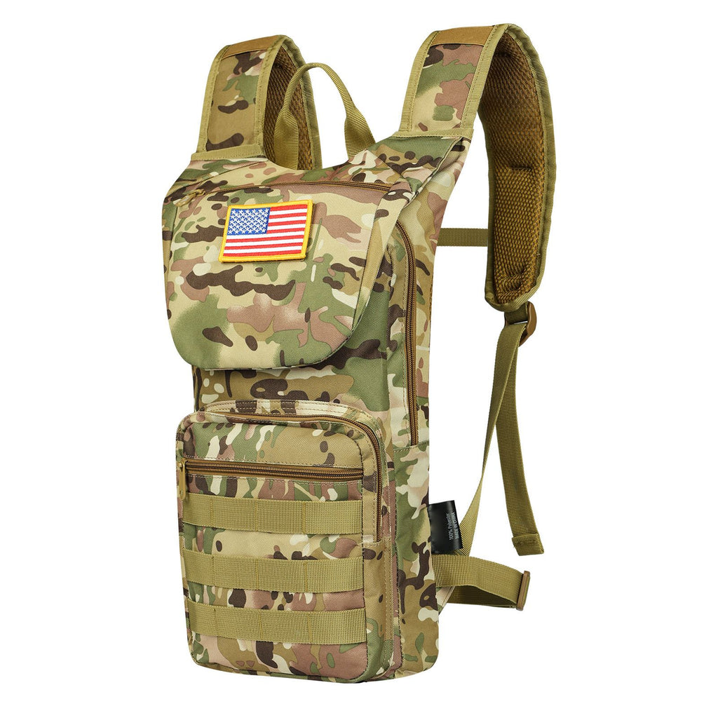 Hydration Backpack, Water Backpack with 3L TPU Water Bladder, Tactical Molle Hiking Hydration Pack with Storage for Men Women, Hydro Water Daypack for Hiking Running Cycling Camping