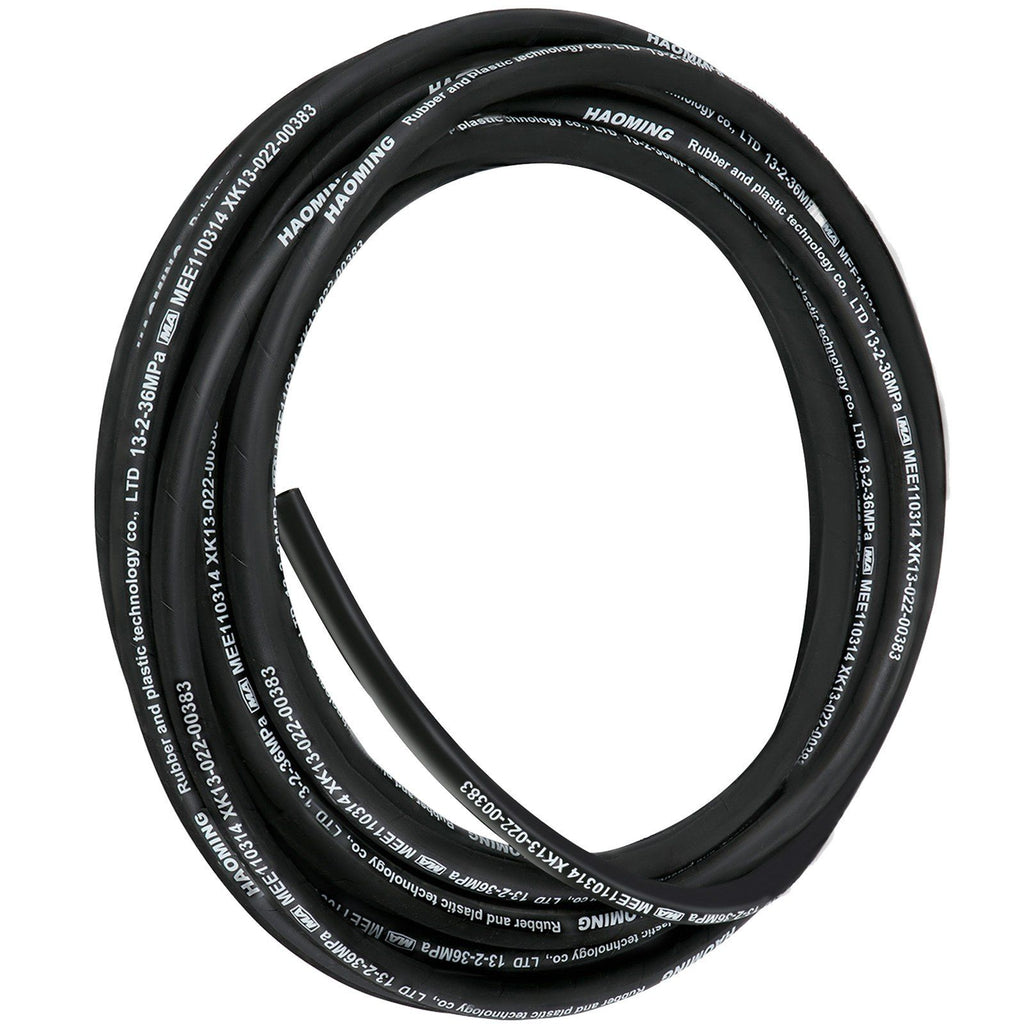 Hydraulic Hose 50 Feet Rubber Hydraulic Hoses with 2 High-Tensile Steel Wire Braid, Inner Diameter 1/2 Inch, 5000 PSI Max, Bulk Hydraulic Hose -40 to 250 Fahrenheit , Hydraulic Oil Flexible Hose