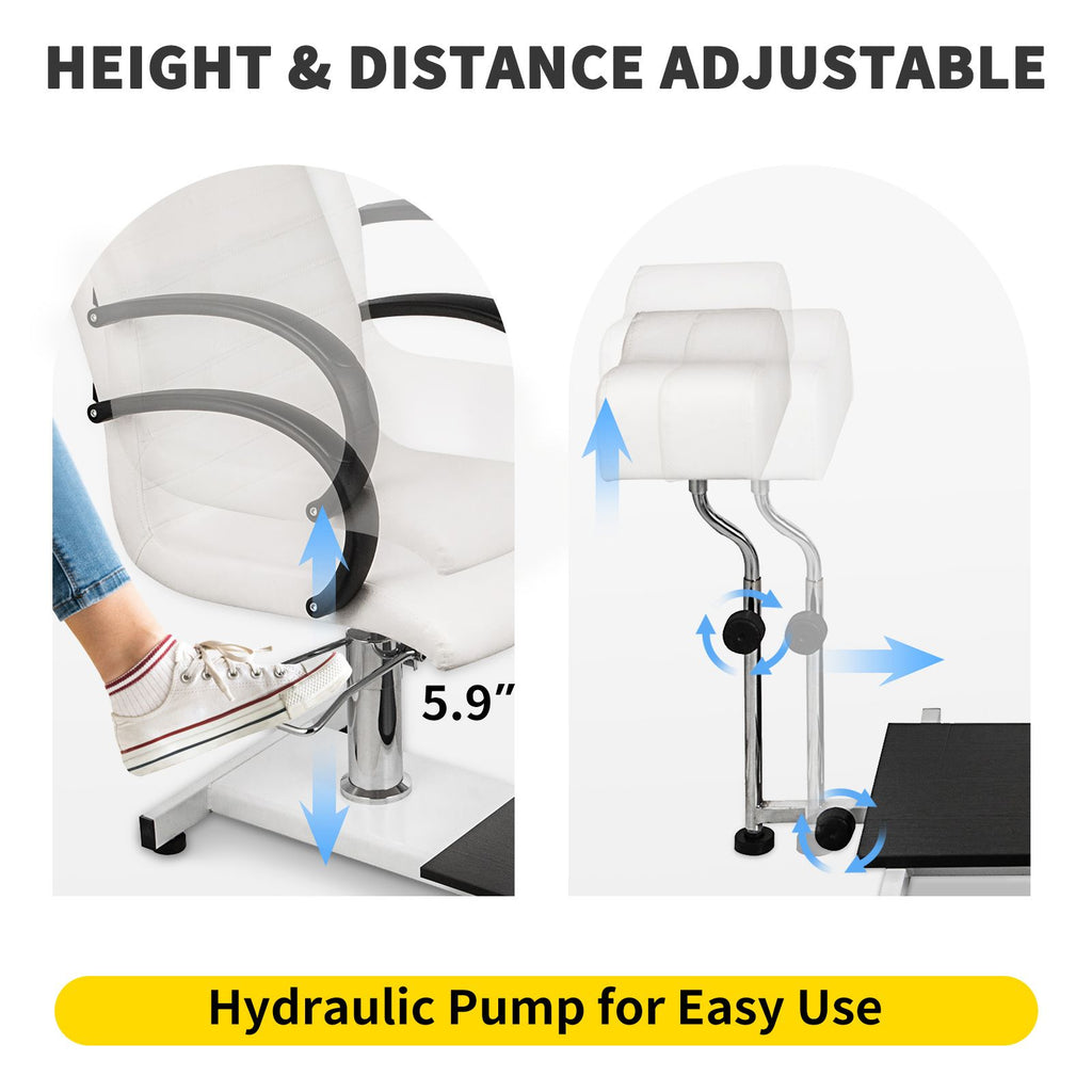 Hydraulic Lift Adjustable Spa Pedicure Unit with Easy-Clean Bubble Massage Footbath White image 2