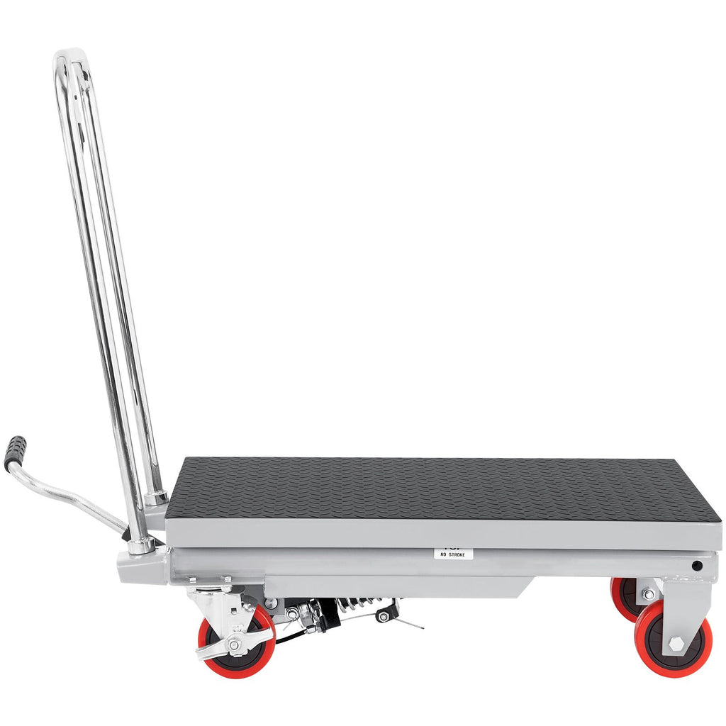 Hydraulic Lift Table Cart, 500lbs Capacity 28.5" Lifting Height, Manual Single Scissor Lift Table with 4 Wheels and Non-slip Pad, Hydraulic Scissor Cart for Material Handling, Gray image 2