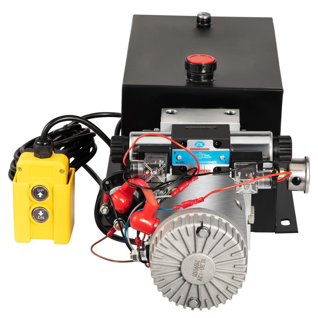 Hydraulic Power Unit 12 Volt Dump Trailer Hydraulic Pump Double Acting 12 Quart Hydraulic Pump Electric Hydraulic Cylinder Pump with Brass Pressure Gauge for Dump Trailer Lift Gates & Trucker