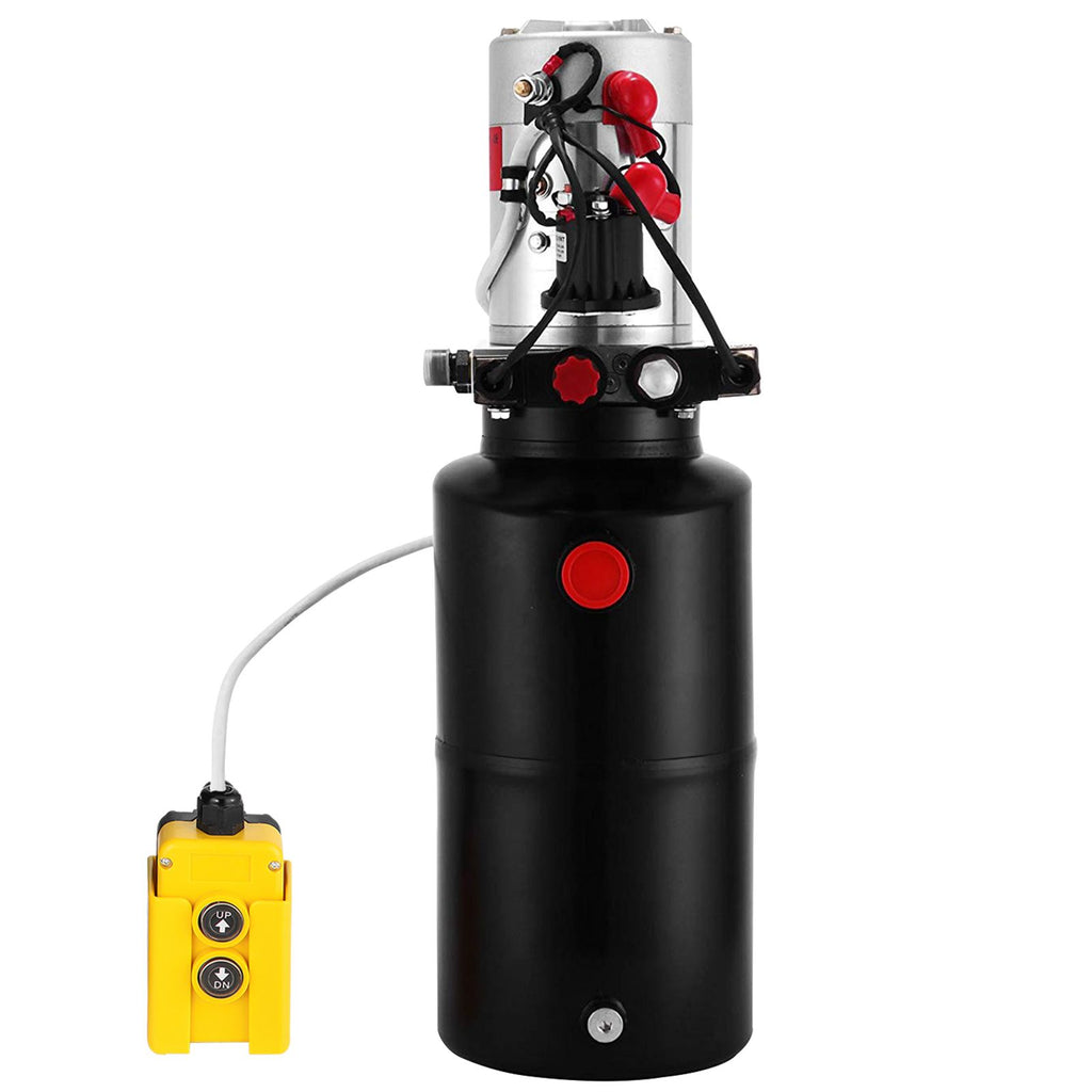 Hydraulic Power Unit 12V DC Double Acting Hydraulic Pump 8 Quart Steel Reservoir Hydraulic Pump Unit for Dump Trailers Car Lift Pump (8 Quart Double Acting Steel)