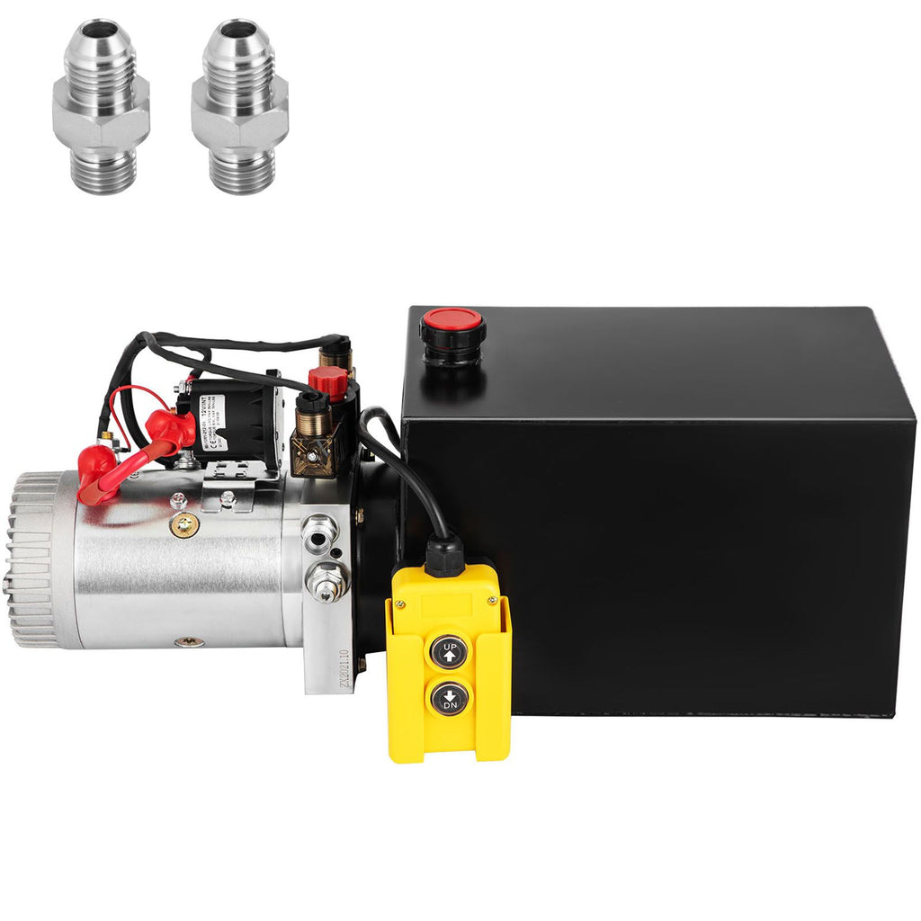 Hydraulic Pump Double Acting Hydraulic Power Unit 12V DC Dump Trailer Pump 3200PSI Hydraulic Power Unit for Dump Trailer Car Lifting (12 Quart, Steel/Double Acting)