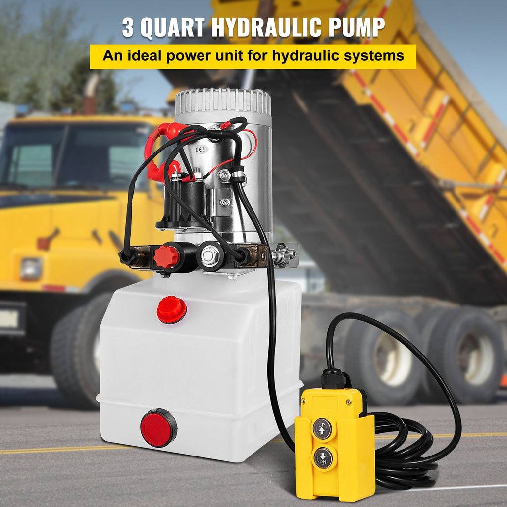 Hydraulic Pump Electric Hydraulic Pump 3 Quart Double Acting Metal Reservoir for Dump Trailer