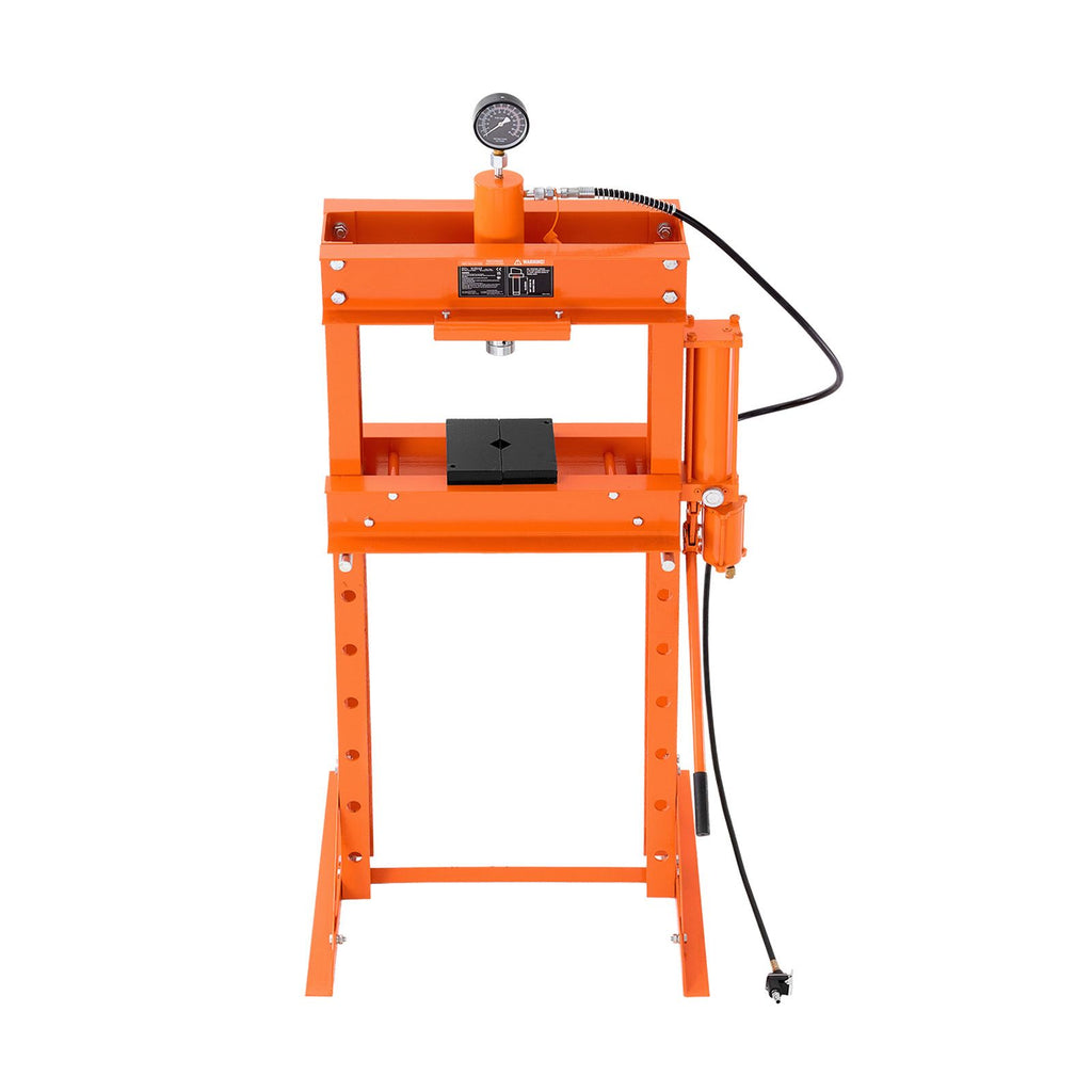 Hydraulic Shop Press, 30 T H-Frame Pneumatic Shop Press with Press Plate & Triangular Support, Stable Garage Floor Adjustable Hydraulic Press with Relief Valve, Fit for Bending & Straightening