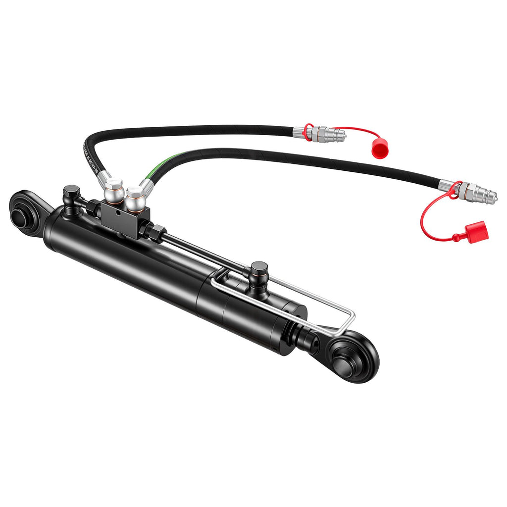 Hydraulic Top Link Cat. 2-2 (11 in Stroke, 22-7/16 in to 33-7/16 in), Max 2900PSI Hydraulic Cylinder with 2 Hoses & G3/8" Check Valves for Tractors