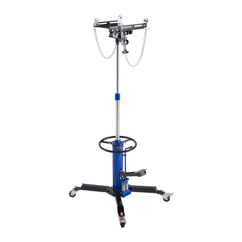 Hydraulic Transmission Jack, 1322 lbs / 0.6 Ton Lifting Capacity Telescoping Transmission Jack with Foot Pedal, Dual Telescopic Trans, 34.6-69.3 in High Lifting Height, Garage/Shop Lift Hoist