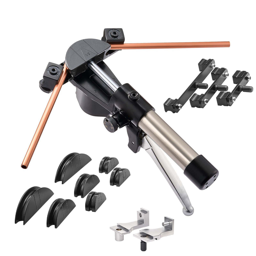 Hydraulic Tubing Bender Kit, 1/4 to 7/8 Inch, Copper Tube Pipe Bender, Forward/Reverse HVAC Bending Tool Set, with 7 Aluminium Alloy Dies, for HVAC Air Conditioning Refrigeration Auto Repair