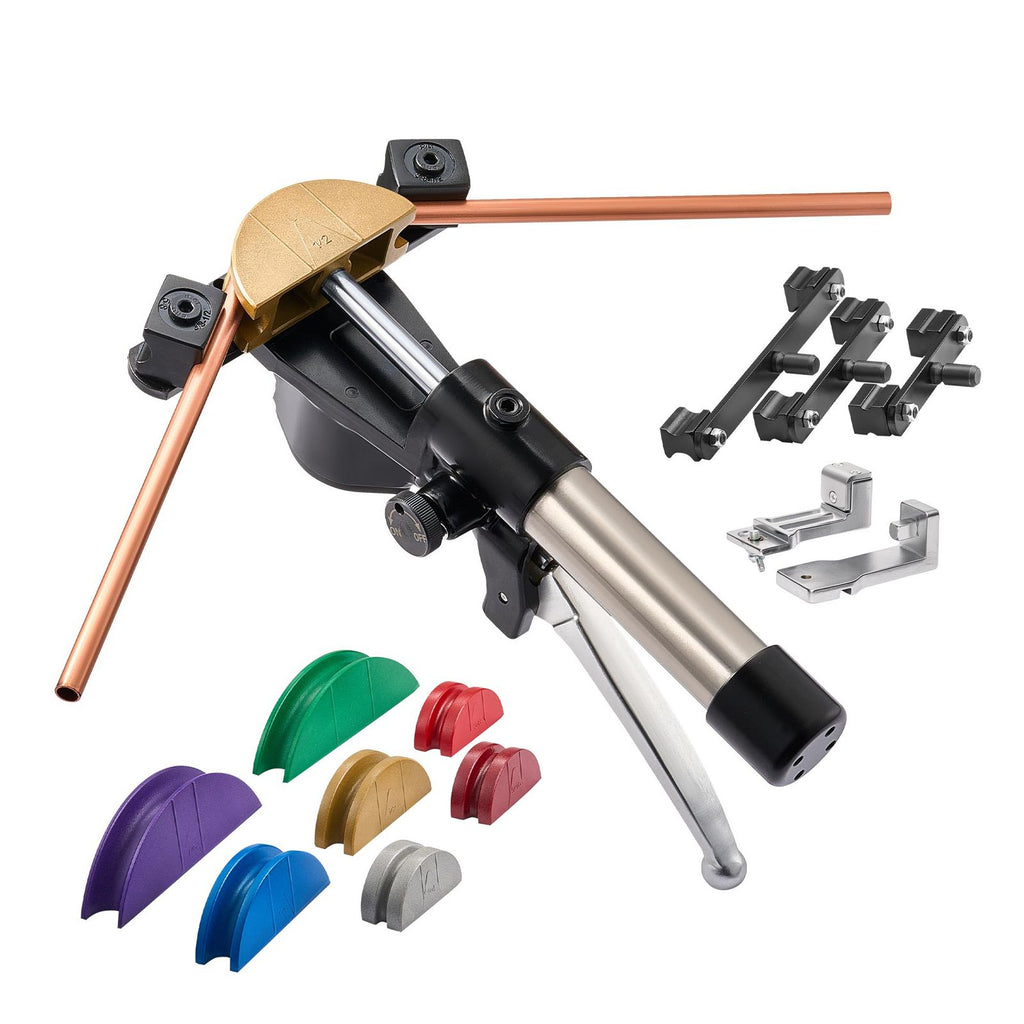 Hydraulic Tubing Bender Kit, 1/4 to 7/8 Inch, Copper Tube Pipe Bender, Forward/Reverse HVAC Bending Tool, with 7 Color Aluminium Alloy Dies, for HVAC Air Conditioning Refrigeration Auto Repair