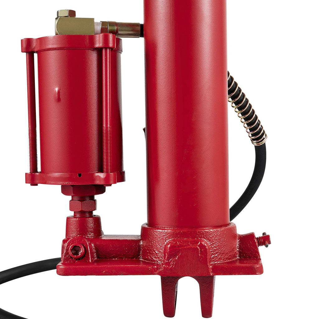 Hydraulic/Pneumatic Long Ram Jack, 8 Tons/17363 lbs Capacity, with Single Piston Pump and Clevis Base, Manual Cherry Picker with Handle, for Garage/Shop Cranes, Engine Lift Hoist, Red