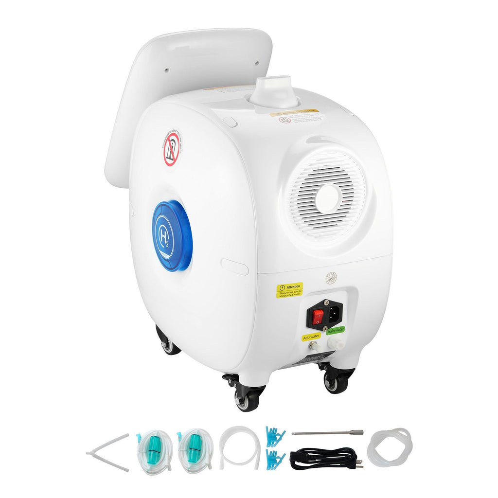 Hydrogen Inhalation Machine, 99.99% High Purity Hydrogen Inhaler, HO-Separated 1500ml/min (1000 H+500 O) Dual Port Hydrogen Oxygen Inhaler, Hydrogen-Rich Water Generator with Wheels for Home
