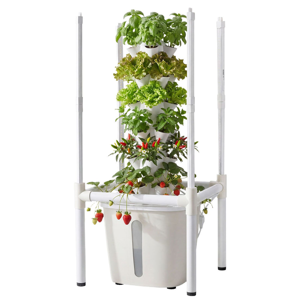 Hydroponic Tower, 30 Pods 6 Tiers Hydroponics Growing System Kit with LED Grow Light & App Control, Vertical Home Garden with 20L Water Tank & Pump, Planter for Indoor Herbs, Fruits, Vegetables