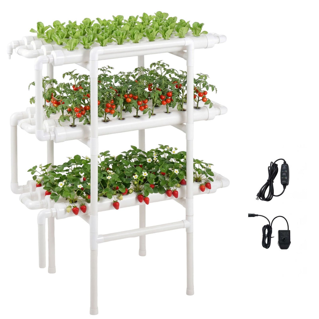 Hydroponics Growing System Kit, 3-Tier 108 Sites UPVC Pipe Hydroponic Grow Kit with Timed Irrigation, Thickened Hydroponic Pipes, Indoor Home Garden Vegetable Planting Grow Kits for Fruit Herb