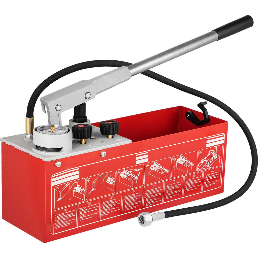 Hydrostatic Pressure Test Pump, Test Up to 60 bar/860 psi, 3.2 Gallon Tank, Hydraulic Manual Water Pressure Tester Kit with Three-Unit Gauge & R 1/2\" Connection for Pipeline Fluid Pressure Test