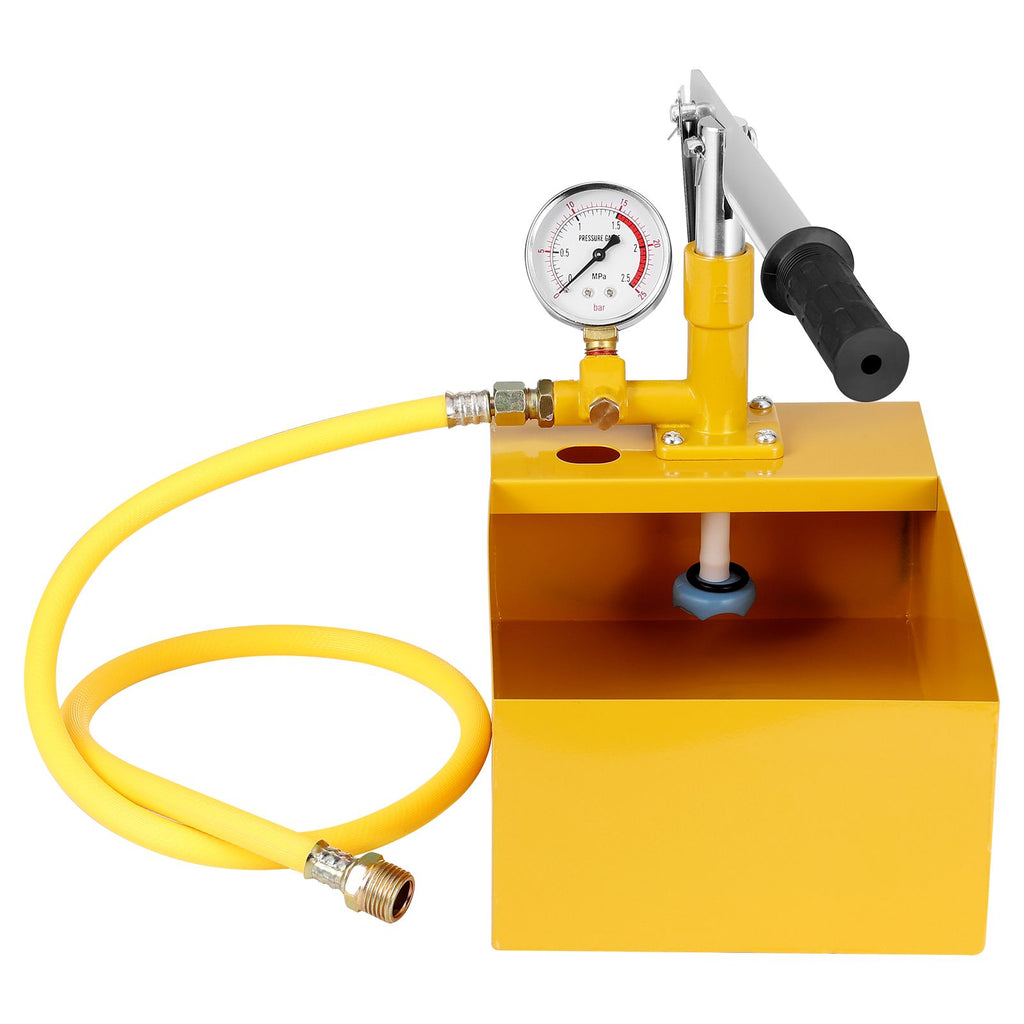 Hydrostatic Test Pump, Max 25 bar/362 PSI, Single Valve Hydraulic Manual Water Pressure Tester Kit with Gauge 1.4 Gal Water Tank, 3 ft Hose with 1/2 inch External Thread Connector for Pipeline