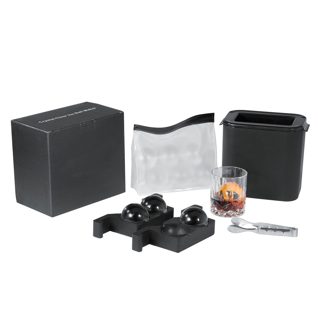 Ice Ball Maker, Crystal Clear Ice Ball Maker 2.36inch Ice Sphere Maker with Storage Bag and Ice Clamp, Round Clear Ice Cube 2-Cavity Ice Press Maker for Whiskey Scotch Cocktail Brandy