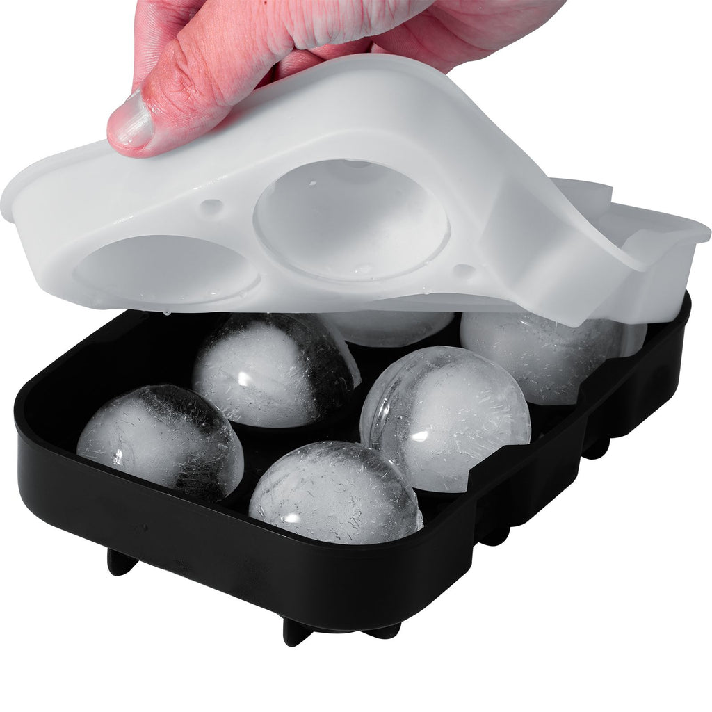 Ice Cube Trays (Set of 2), 2-in-1 Combo with Silicone Sphere Ice Ball Maker & Large Square Ice Cube Maker with Lid, Reusable Easy Release BPA Free Ice Tray Set for Whiskey Cocktails Bourbon