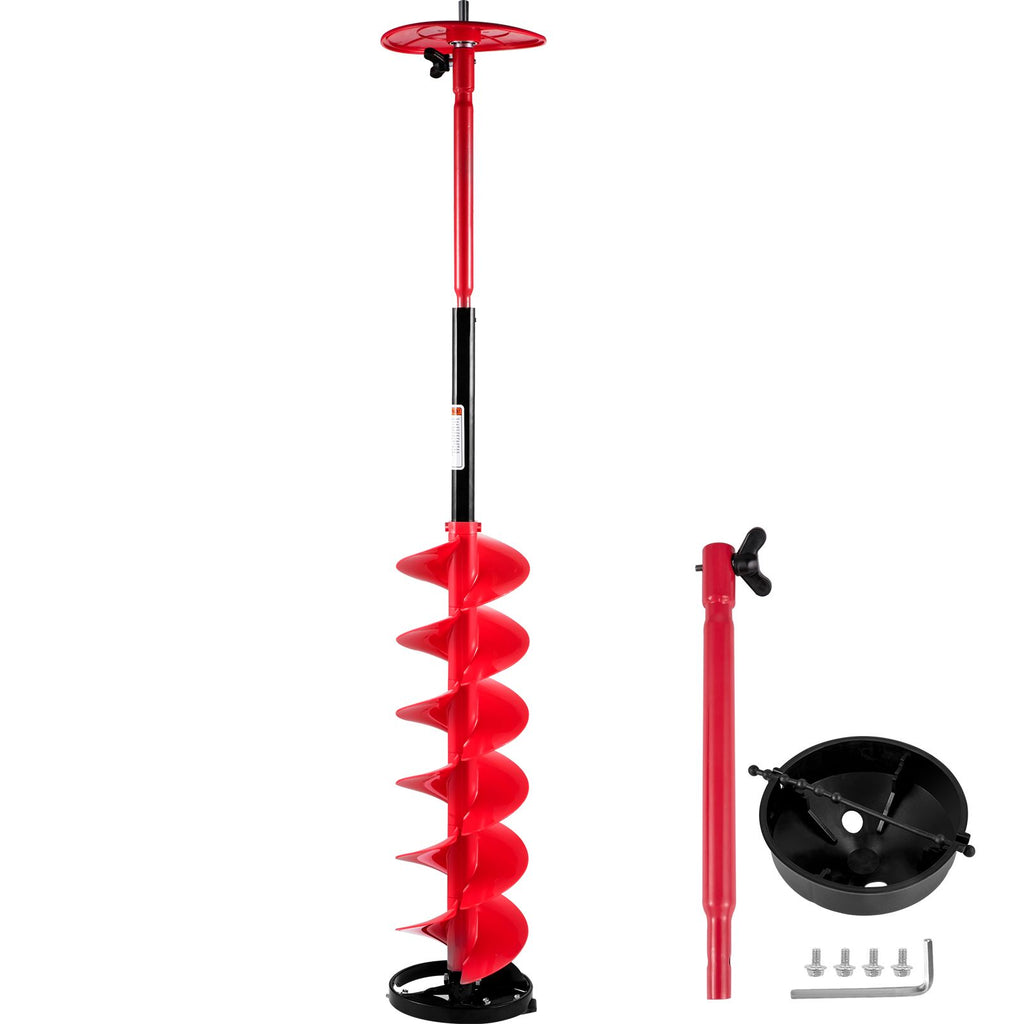 Ice Drill Auger, 6\" Diameter Nylon Ice Auger, 39\" Length Ice Auger Bit,Auger Drill with 11.8\" Extension Rod,Auger Bit with Drill Adapter,Top Plate & Blade Guard for Ice Fishing Ice Burrowing