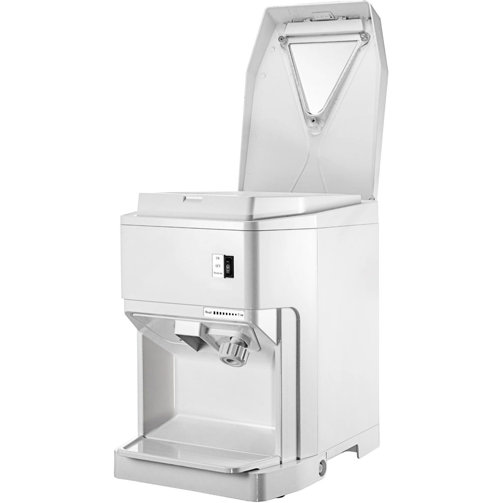 Ice Shaver Machine Electric, Snow Cone Machine Commercial 265 LBS/H, Shaved Ice Machine with Ice Hopper & Lid, 250W Ice Crusher with Drain Pipe Tabletop Shaved Ice Maker with Adjustable Fineness
