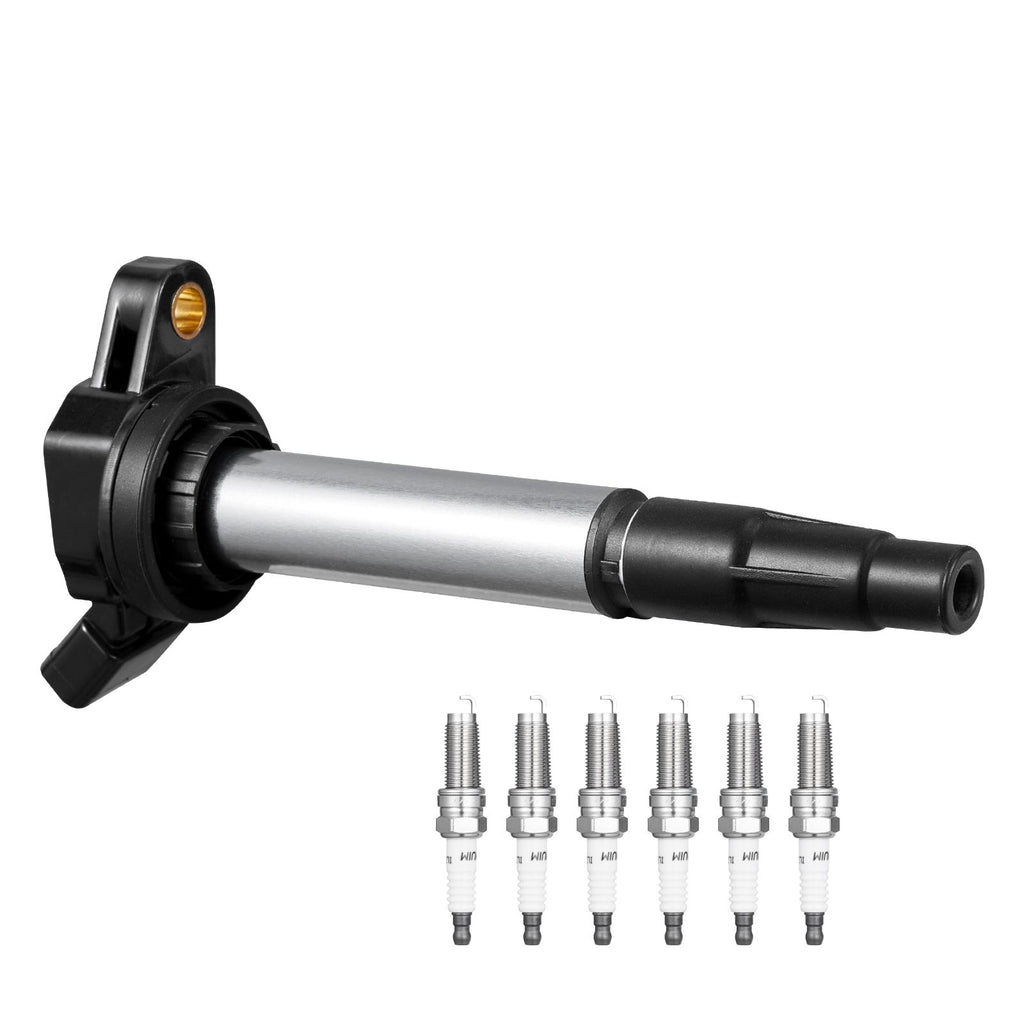 Ignition Coil Pack and Spark Plugs, Set of 4, Compatible with Toyota Corolla Matrix Prius Prius V Scion IM xD Pontiac Vibe Lexus CT200h 1.8L L4, Replacement for UF596 UF-619 90919-02252 C1714
