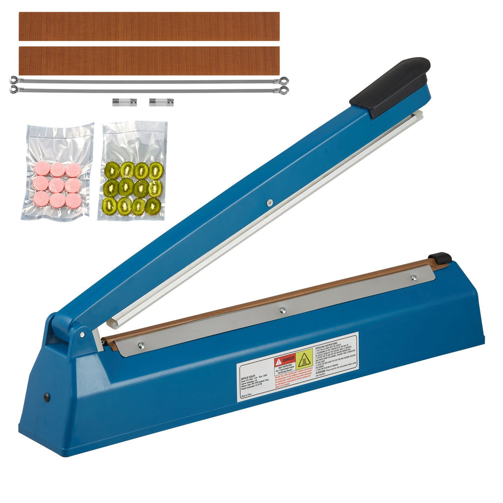 Impulse Sealer 16 inch, Manual Heat Seal Machine with Adjustable Heating Mode, ABS Shrink Wrap Bag Sealers for Plastic Mylar PE PP Bags, Portable Poly Bag Sealing Machine with Extra Replace Kit