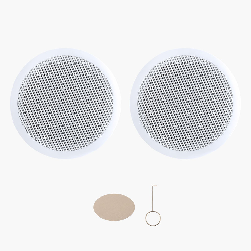 In Ceiling Speakers, 8", In-Ceiling & In-Wall Speaker System, Hi-Fi Sound, 150W Peak, 2-Way Flush Mount Speakers, for Damp Humid Placement, Home Theater, Living Room, or Covered Patio, 1 Pair