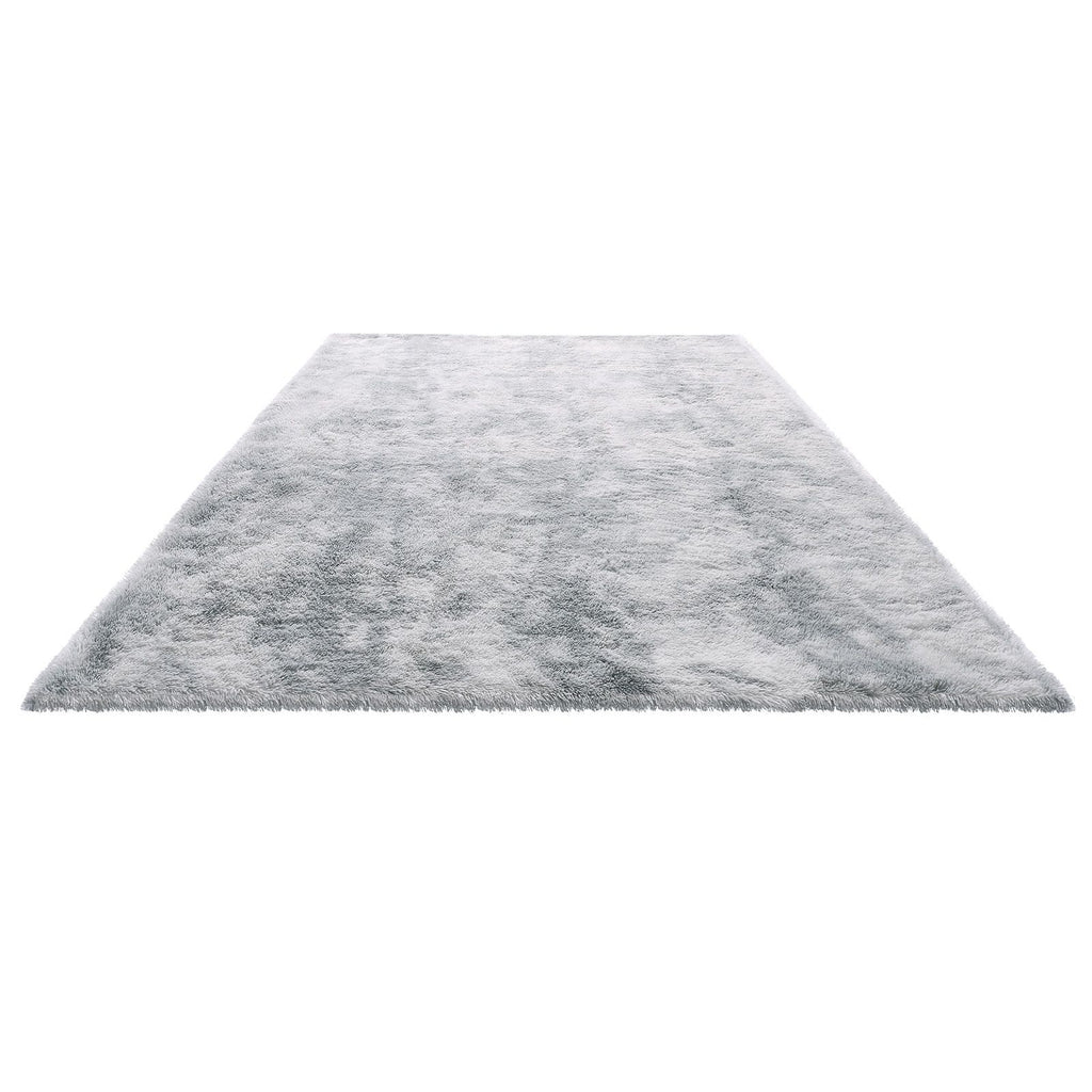 Indoor Plush Area Rugs, 6 x 9 ft Soft Plush Carpet, Furry Shag Area Rugs for Living Room, Bedroom, Modern Home Decor Aesthetic Long-Pile Rug, Non-Shedding, Slip-Resistant, Tie-Dye Light Gray