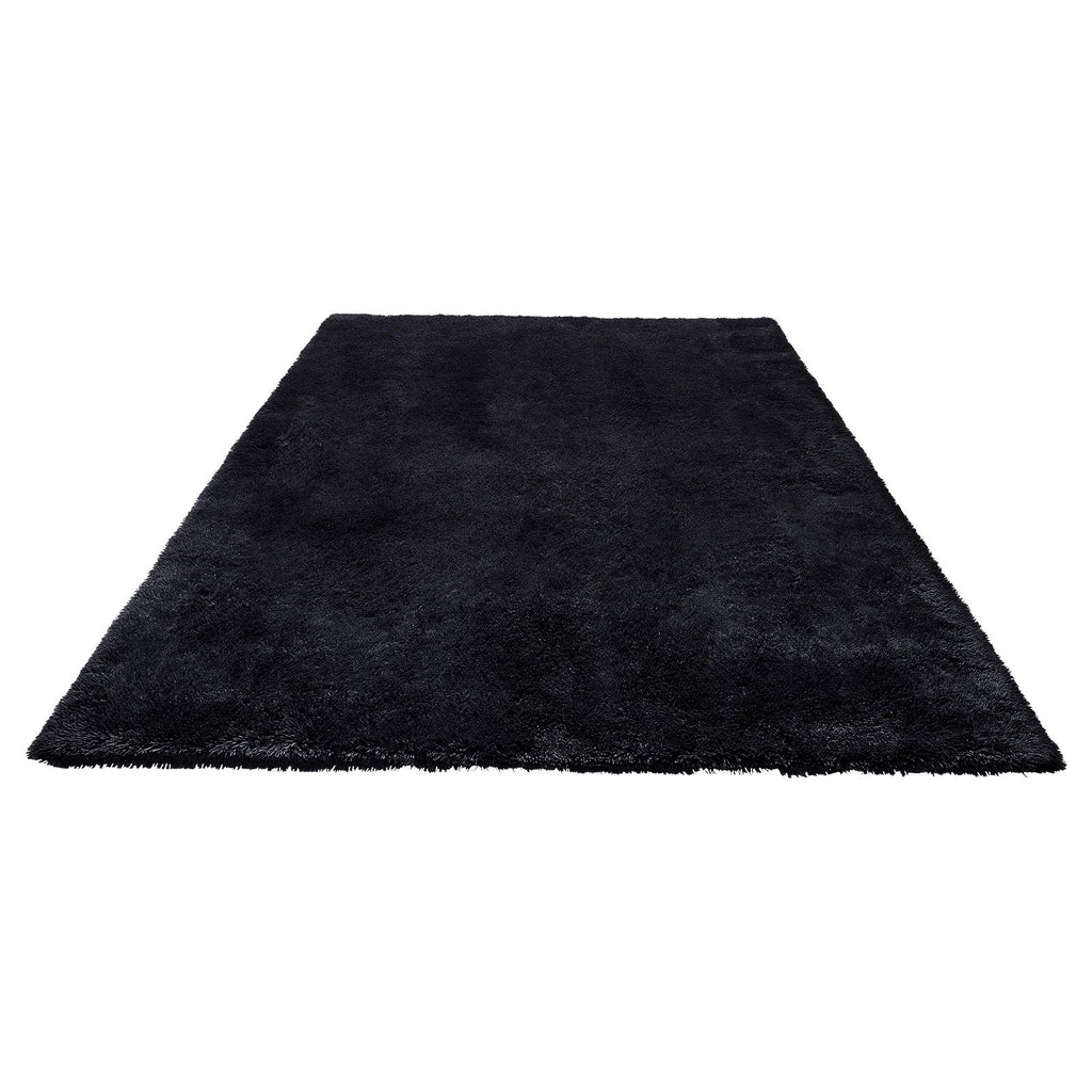 Indoor Plush Area Rugs, 8 x 10 ft Soft Plush Carpet, Furry Shag Area Rugs for Living Room, Bedroom, Sunroom, Modern Home Decor Aesthetic, Non-Shedding, Non-Woven, Slip-Resistant, Black