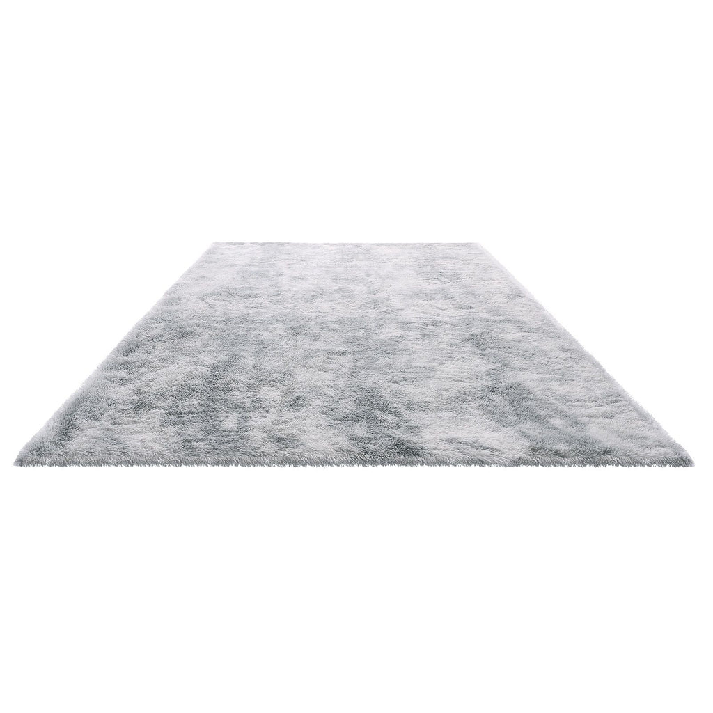 Indoor Plush Area Rugs, 9 x 12 ft Soft Plush Carpet, Furry Shag Area Rugs for Living Room, Bedroom, Modern Home Decor Aesthetic Long-Pile Rug, Non-Shedding, Slip-Resistant, Tie-Dye Light Gray