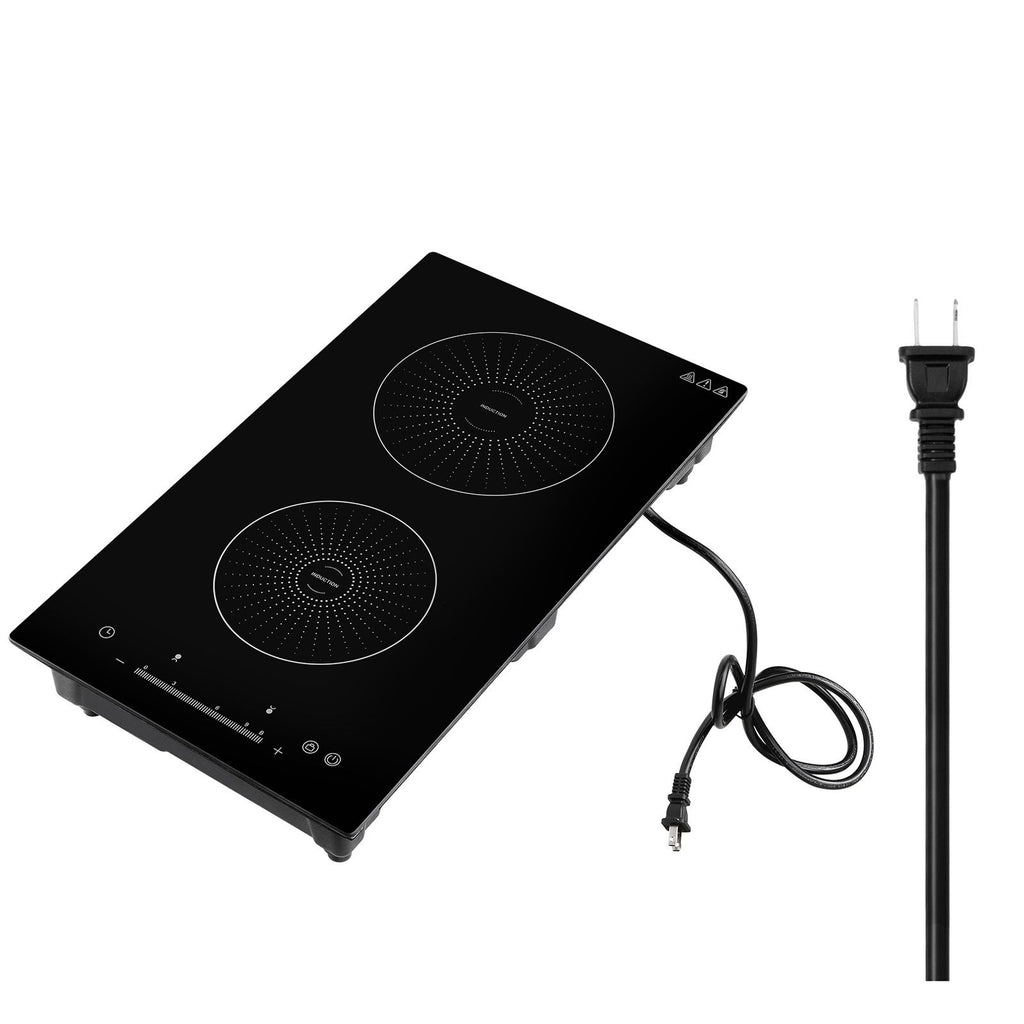 Induction Cooktop 12inch 2 Burners Built-in Electric Stove 110V 1800W, Countertop Induction Burner, with 9 Power Levels, LED Touch Screen, Ceramic Glass Surface, Child Lock, for Kitchen, RV