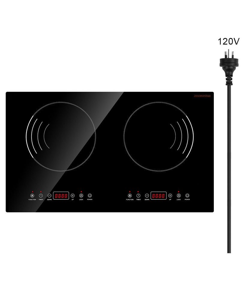 Induction Cooktop, 1800W Electric Countertop Burner, 2 Burner Touch Control Stove, Built-in Induction Cooktop with 9 Power Settings, Child Safety Lock, Timer, Glass Surface