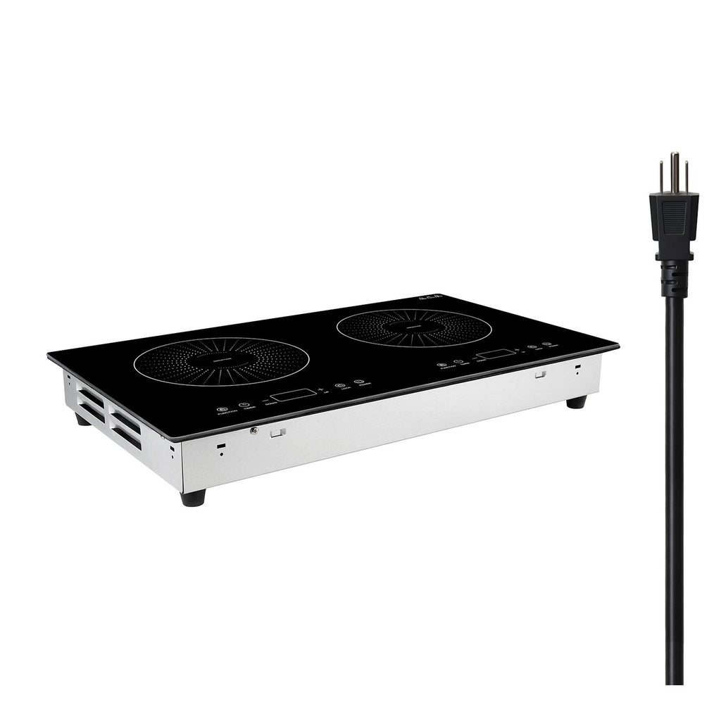 Induction Cooktop 24inch 2 Burners Built-in Electric Stove 110V 1800W, Countertop Induction Burner, with 9 Power Levels, LED Touch Screen, Ceramic Glass Surface, Child Lock, for Kitchen, RV