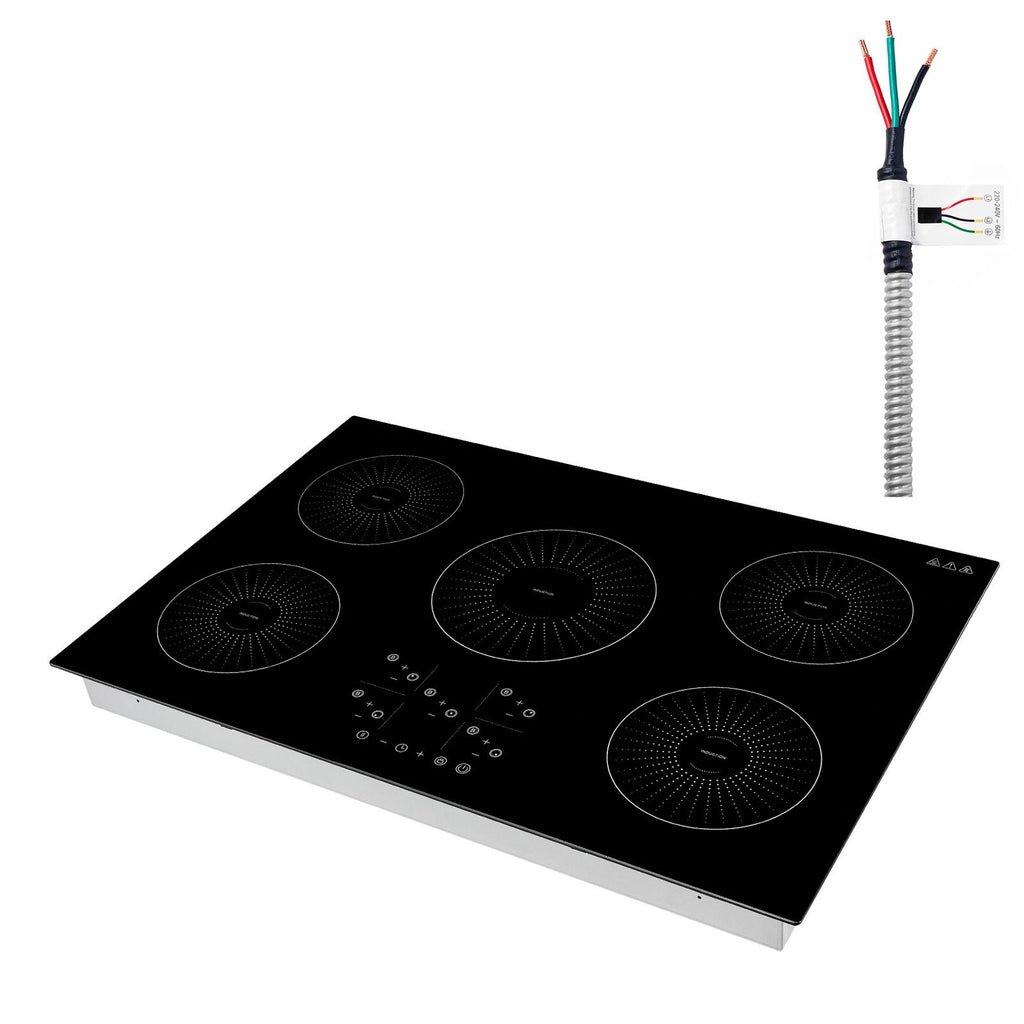 Induction Cooktop 30inch 5 Burners Built-in Electric Stove 220V 9200W, Induction Burner for Kitchen, with 9 Power Levels, LED Touch Screen, Ceramic Glass Surface, Child Lock