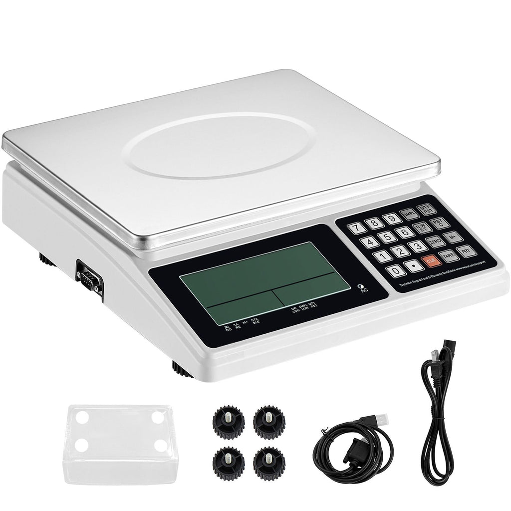 Industrial Counting Scale, 30 kg x 1 g, Digital Scale for Parts and Coins, g/kg/lb Units, Electronic Gram Scale Inventory Counting Scale Kitchen Jewelry Scale with RS232 Port and LCD Screen