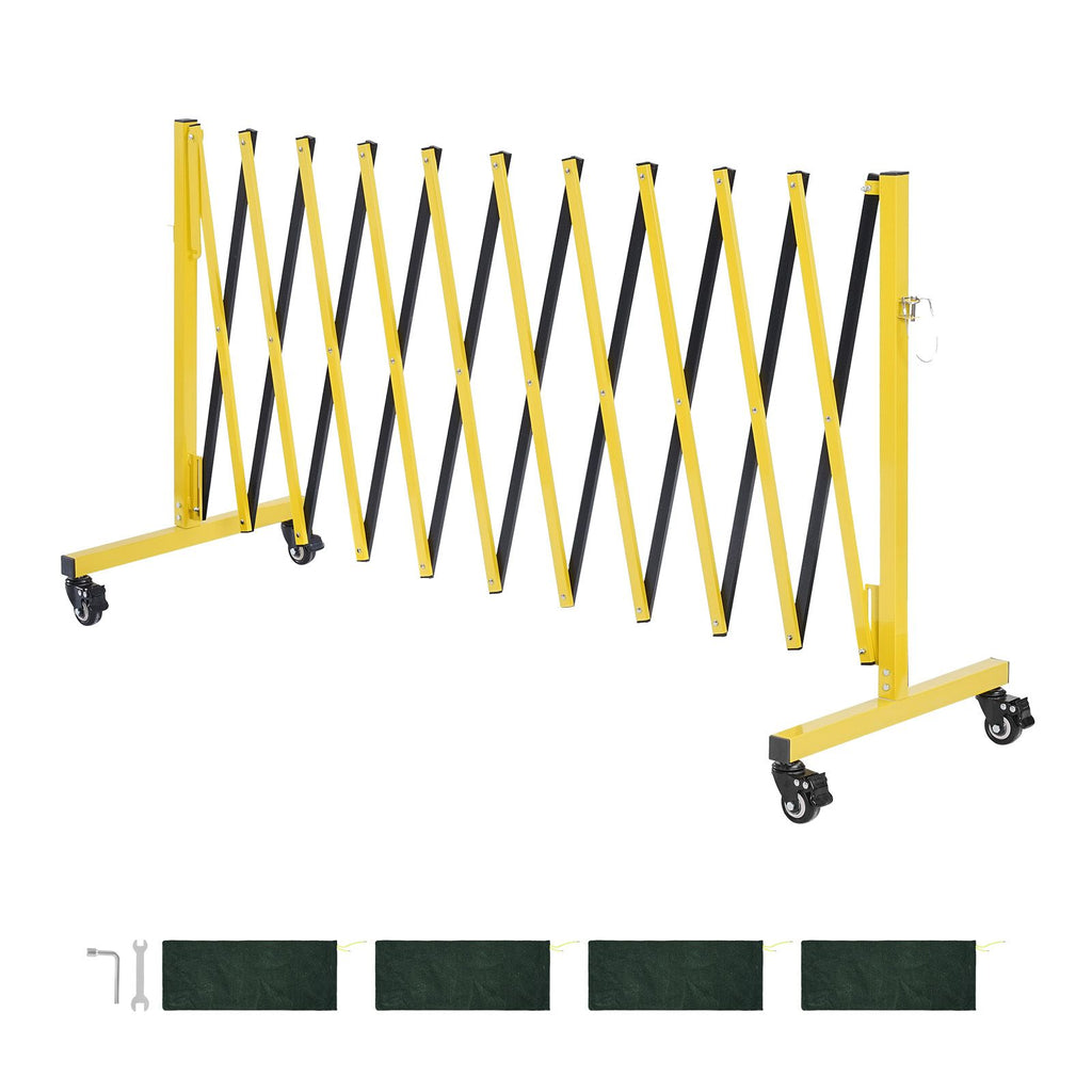 Industrial Expandable Barricade, 13FT Expandable Safety Barrier, Flaxible Mobile Barricade with Locking Casters, Portable Folding Security Gate Traffic Fence for Driveway Warehouse Elevator